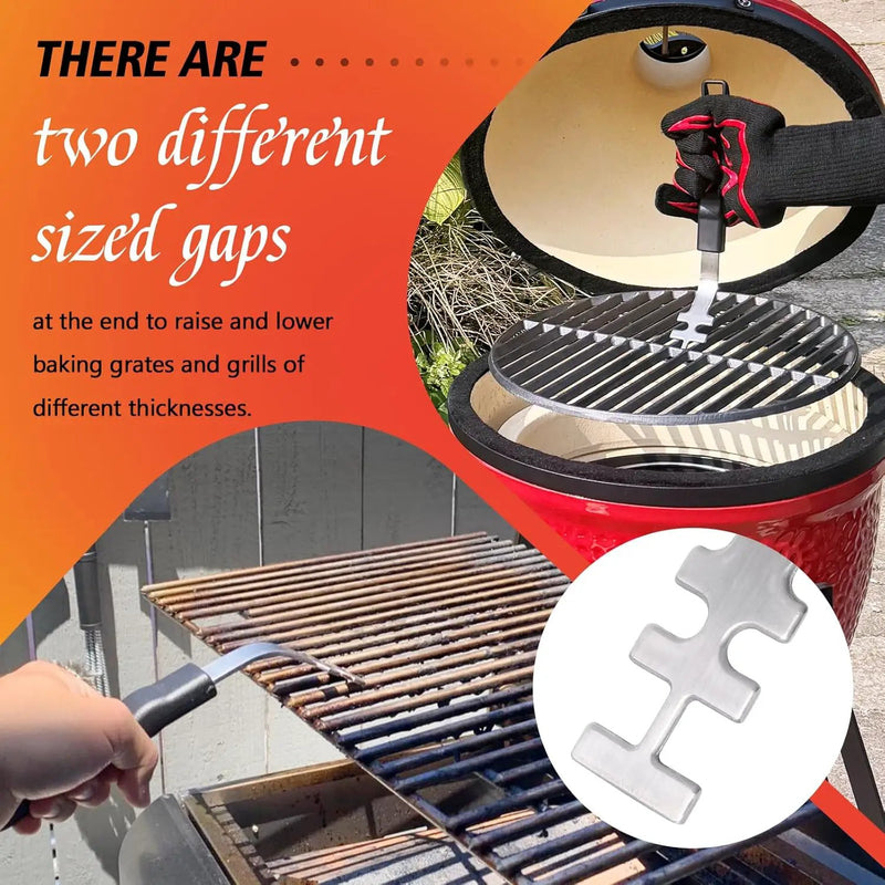 Grill Grate Lifter Stainless Steel Cooking Grate Lifters for Green Egg Parts, Grate Lifter Tool for Charcoal & Gas & Smoke Grills, Green Egg Tools, Kamado Grill, Weber Grill Accessories by GreenHaven Gardens