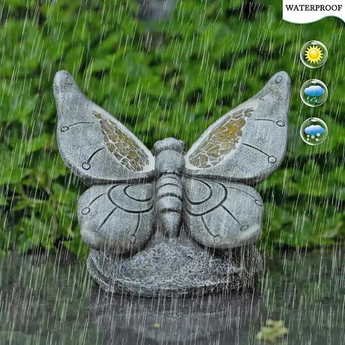 Garden Statue Butterfly,Solar Butterfly Decor for Outdoor,Resin Butterflies Figurine with Solar Light for Patio,Balcony,Yard,Lawn Ornament,Perfect Garden Gift by GreenHaven Gardens