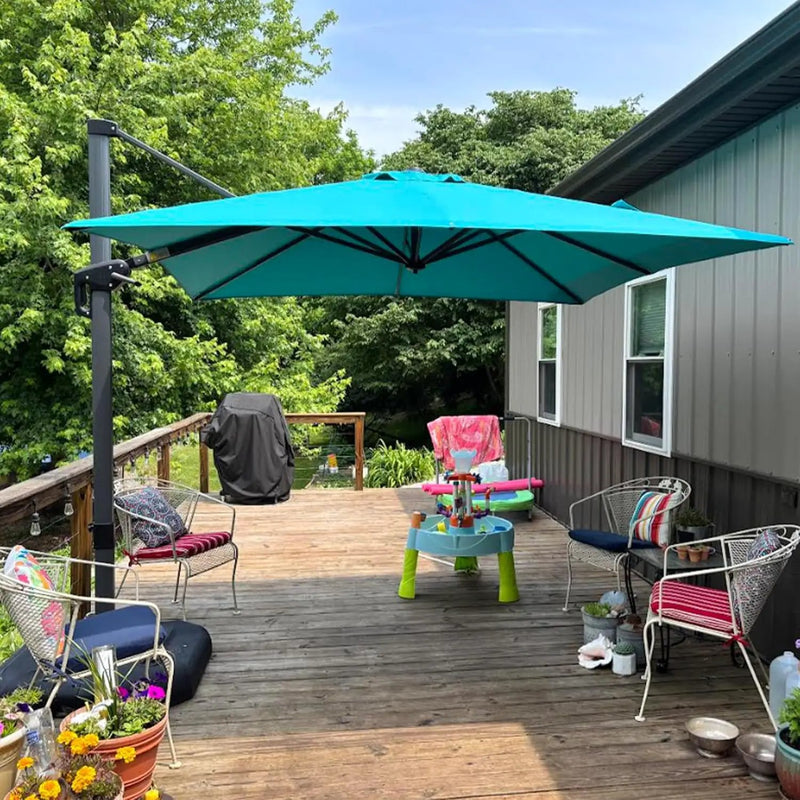 PURPLE LEAF 10 Feet Patio Umbrella Outdoor Cantilever Square Umbrella Aluminum Offset Umbrella with 360-degree Rotation for Garden Deck Pool Patio Turquoise Blue by GreenHaven Gardens