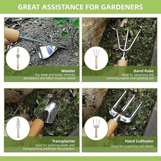 Garden Tool Set 12 Pieces Gardening Tools Stainless Steel Heavy Duty, Outdoor Hand Tools with Floral Organizer Handbag, Succulent Tools,Gardening Gifts for Women Men Beginners by GreenHaven Gardens