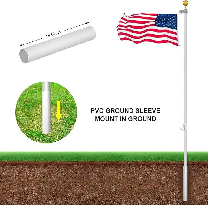 Flag Pole Kit 25FT, 12 Gauge 1.8mm Thickness Heavy Duty Flag Poles with 3x5 American Flag, Silver Flag pole for Outdoor House In Ground, Extra Thick Flagpoles Suitable for Yard and Garden by GreenHaven Gardens