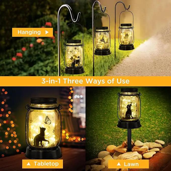 kyoryuger Solar Lanterns 5 Silhouette, Gifts for Women Mom Grandma, Unique Birthday Gifts Valentine's Day Gift, Cat Dog Hummingbird Butterfly Lanterns Gardening Gift by GreenHaven Gardens