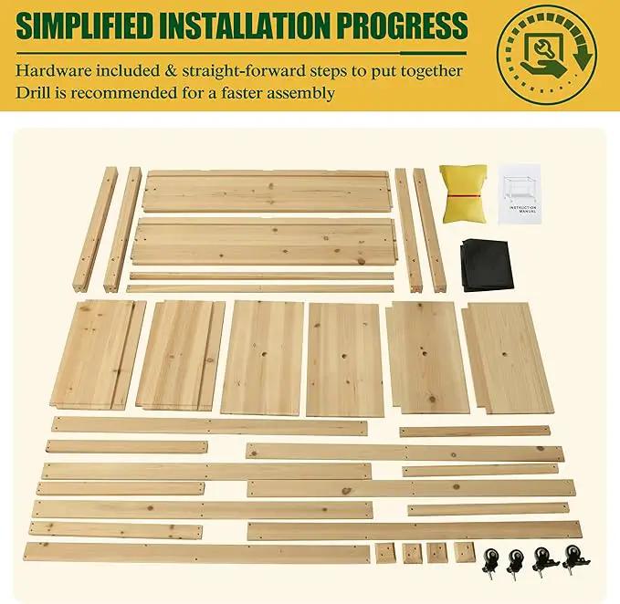 MUPATER 4x2FT Raised Garden Bed, Planter Box with Four Wheels and Legs for Herbs and Vegetables, Elevated Garden Bed with Drainage Holes for Outdoor Indoor, Natural Wood by GreenHaven Gardens
