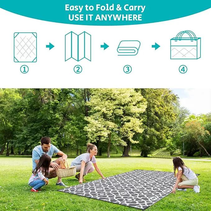 HEBE Outdoor Rug Waterproof 6x9, Plastic Straw Rug Camping Rug, Reversible Outdoor Patio Rugs RV Mat Clearance, Indoor Outside Floor Carpet for Porch,Deck,Camper,Balcony,Backyard by GreenHaven Gardens