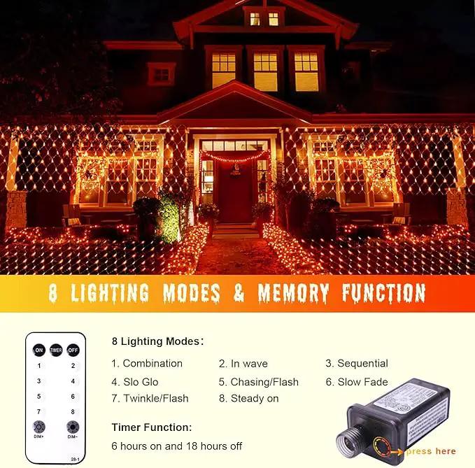 Christmas Net Lights Outdoor - 360 LED Orange Net Lights Waterproof with Remote, 12x5 ft Extendable 8 Modes for Bushes, Gazebo, Lawn, Garden, Shrubs, Tree, Backyard Decorations by GreenHaven Gardens