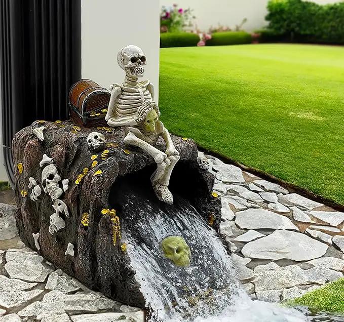 Luminous Skeleton Sculpture Gutter Downspout Extender,Garden Statue Ornament,Decor Downspout Diverter,Perfect Rain Diverter for 3"x4" Downspouts, Eco-Friendly Resin,Perfect Outdoor Decor Gift by GreenHaven Gardens