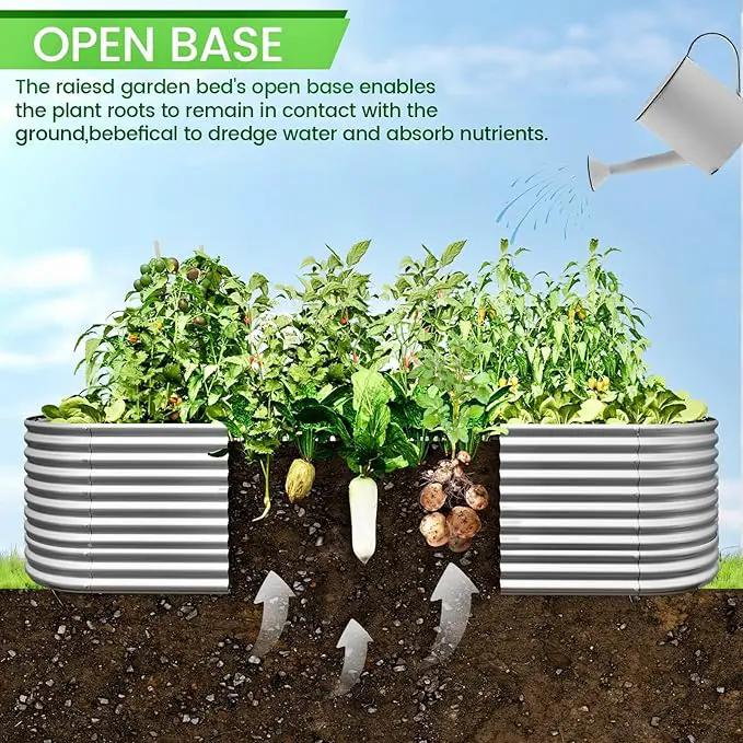 FRIZIONE 2pcs 9 in 1 Tall 8x2ft Galvanized Raised Garden Bed Outdoor,Steel Garden Bed for Vegetables,Above Ground Garden Box for Flower,Metal Raised Beds for Gardening by GreenHaven Gardens