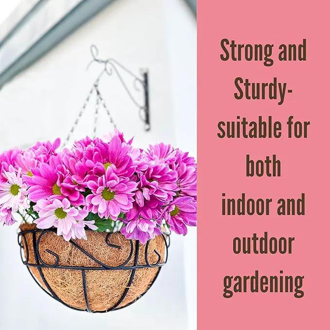 LaLaGreen Hanging Planter for Outdoor Plants (2 Pack, 16 Inch) Hanging Baskets with Coco Liner, Metal Wire Flower Basket Pots with Hook Hanger Balcony Porch Farmhouse Country Style Garden Decor by GreenHaven Gardens