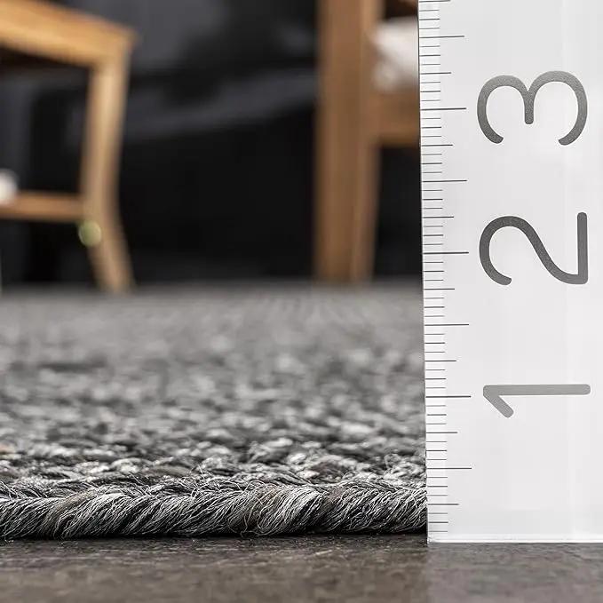 nuLOOM 8' Round Solid Hand Braided Indoor/Outdoor Area Rug, Pet-Friendly, High Traffic, Weather Resistant, for Patio, Balcony, Bedroom, Living, Dining Room, Wynn Charcoal by GreenHaven Gardens