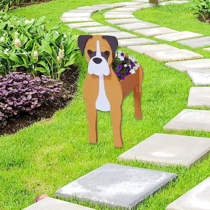 Boxer Dog Planter Plant Pots,Cute Garden Dog Flower Planter,Dog Planters Birthday Gifts for Women,Office,Indoor/Outdoor Decor（9.45 * 8.54 * 13.23in） by GreenHaven Gardens