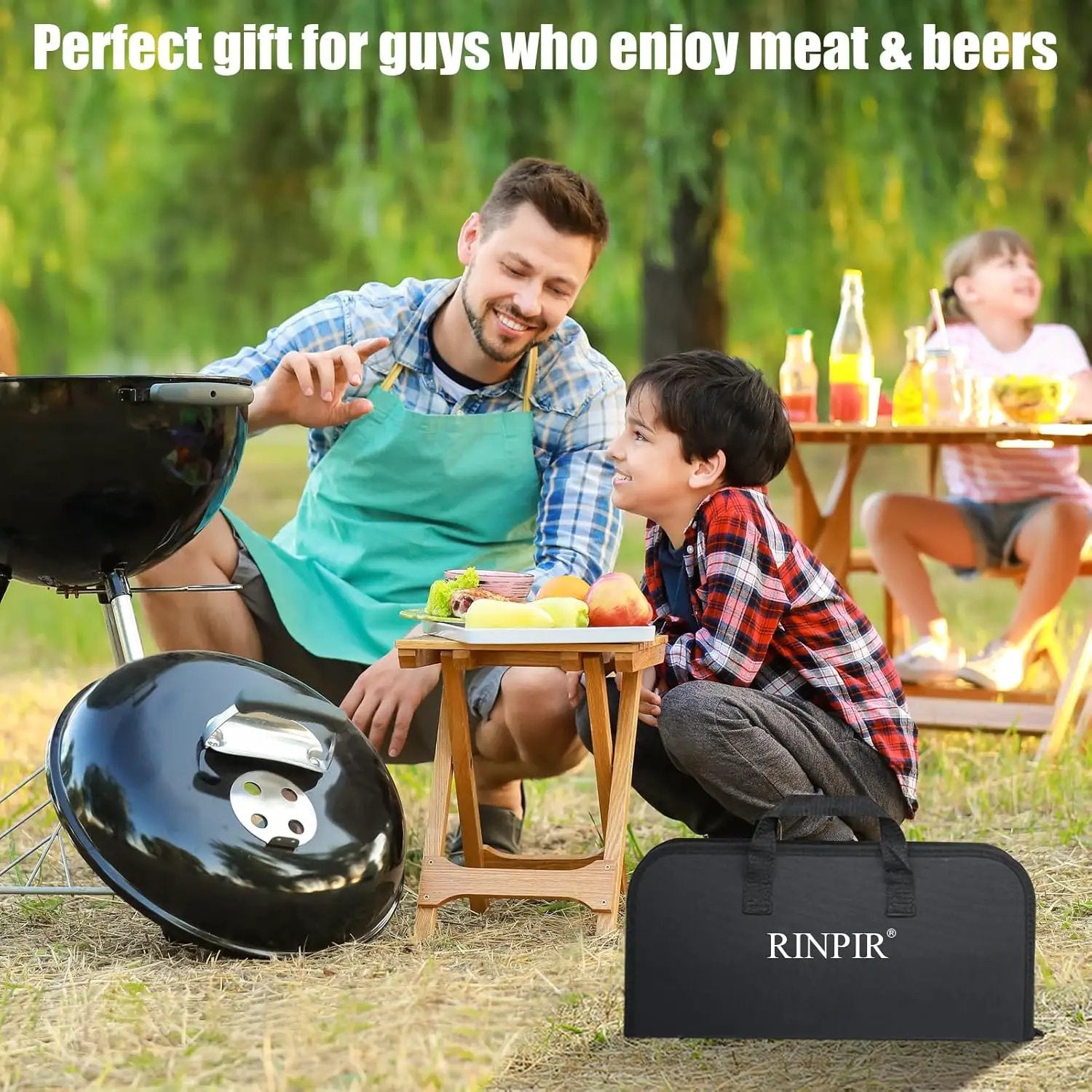 31pcs BBQ Grill Accessories Set for Men Dad, Heavy Duty Grilling Tools Gifts for Fathers Day, Stainless Steel BBQ Utensils Kit with Mats, Grill Brush in Carrying Bag Black by GreenHaven Gardens