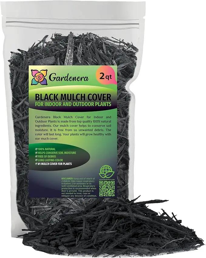 Organic Black Mulch by Gardenera - Boost Soil Health and Suppress Weeds for Thriving Plants - 2 QUARTS by GreenHaven Gardens