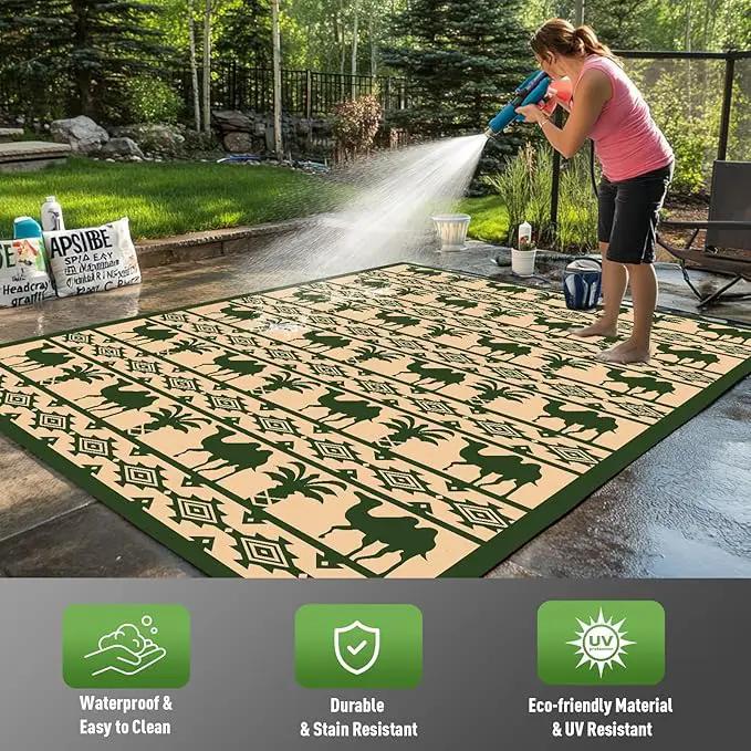 WILDROOTS 5x8 Feet Plastic Tropical Green Outdoor Rug, Stain Resistant Waterproof Reversible Outdoor Patio Rug, Fade Resistant Camping Rug by GreenHaven Gardens