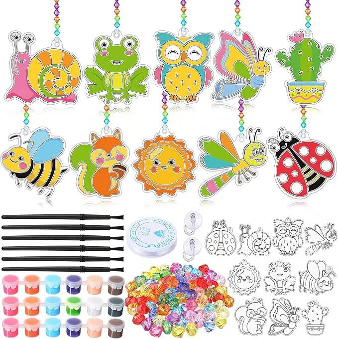 30 Sets Suncatchers Window Art Kits, DIY Sun Catchers Bulk Crafts Paint Your Own Window Ornaments for Boys Girls Classroom Home Party Birthday Activity Decor (Vibrant Style) by GreenHaven Gardens