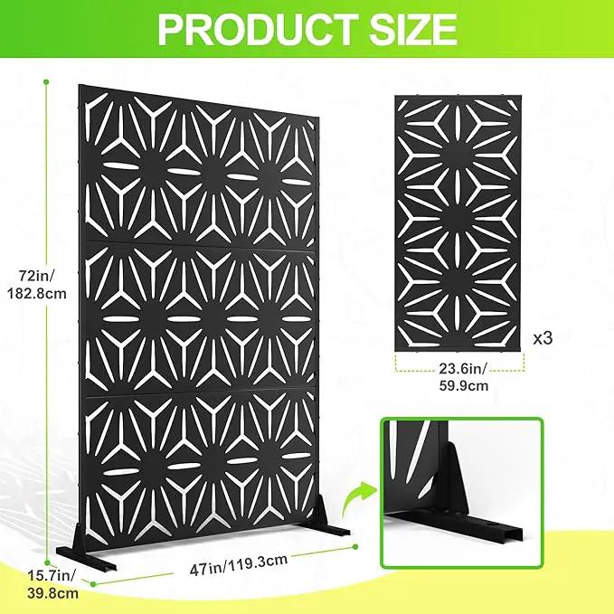 Outdoor Privacy Screen,72" H×47" W Metal Privacy Screen, Freestanding Privacy Fence Panels for Patio by GreenHaven Gardens