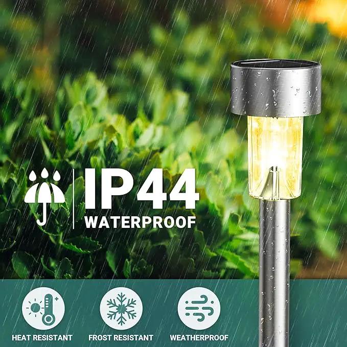 GIGALUMI Solar Lights Outdoor Waterproof, 12 Pack, Stainless Steel LED Solar Garden Lights for Patio, Lawn, Yard and Landscape, Garden Decor Patio Decor,Warm White by GreenHaven Gardens