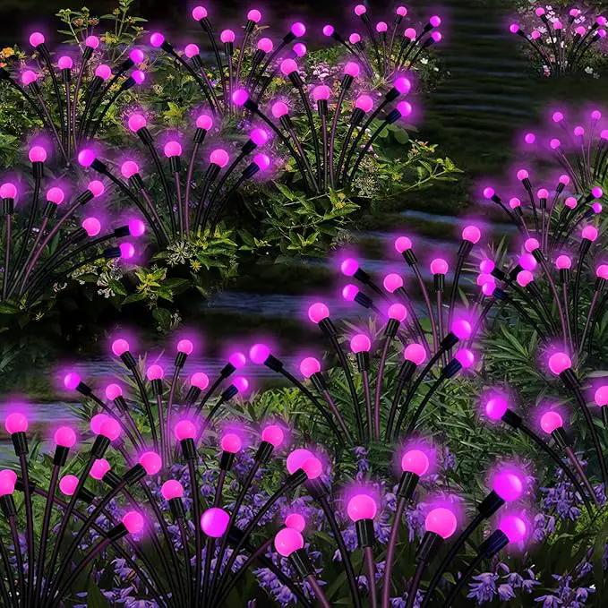 Solar Garden Lights Outdoor, 6 Pack 60 LED Solar Pink Firefly Lights Waterproof, Sway by Wind, Solar Swaying Light for Yard Patio Backyard Garden Planter Flower Bed Pathway Outdoor Decoration by GreenHaven Gardens