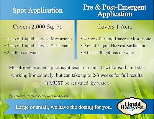 Liquid Harvest Mesotrione - 32oz - Mesotrione Concentrate (Compare to Tenacity) - Pre and Post-Emergent Weed Killer for Lawn and Turf Grasses by GreenHaven Gardens