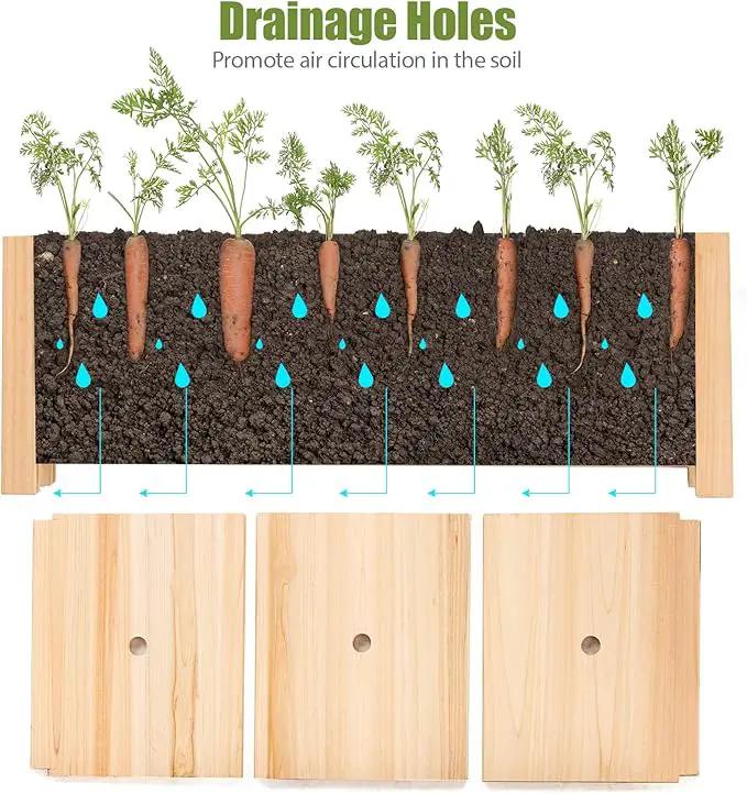 COSTWAY Wooden Planter Garden Bed, Folding Planter Box with Drainage Holes for Vegetables, Herbs, Fruits & Flowers, Outdoor Indoor Raised Planting Bed for Patio, Backyard, Lawn, 27.5"L x 12"W x 10"H by GreenHaven Gardens