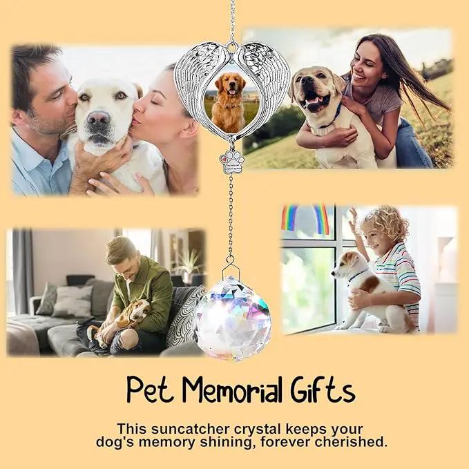 Pet Memorial Suncatcher - Dog Memorial Gifts for Loss of Dog, Christmas Pet Paw Print Photo Ornament, Pet Sympathy Gift, Bereavement Gift Ideas for Dog or Cat Passing Away, Remembrance, Silver Metal by GreenHaven Gardens