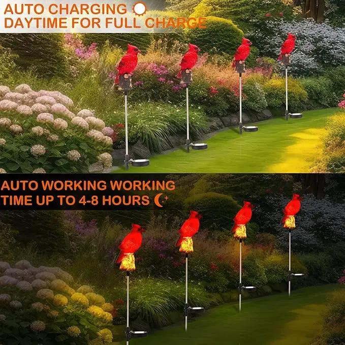 4 Pack Solar Cardinal Stake Light Cardinal Decor Garden Red Bird Figurine Memorial Solar Light Outdoor Pathway Yard Lawn Ornaments for Spring Easter Mothers Day Gifts Decorations Outside Women by GreenHaven Gardens