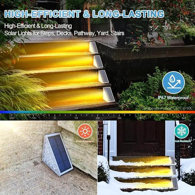LED Solar Step Lights Waterproof Outdoor Stair Lights, Warm White Solar Deck & Pathway Lights IP67 for Yard, Patio, Garden, Front Door, Driveway, Porch 2PK by GreenHaven Gardens