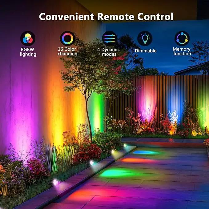 OurLeeme Lawn Flood Light Stake, 2-in-1 Waterproof Outdoor Remote controlle Landscape Lighting Spotlight Wall Light for Yard Garden Driveway Pathway Pool(2 Pack) by GreenHaven Gardens