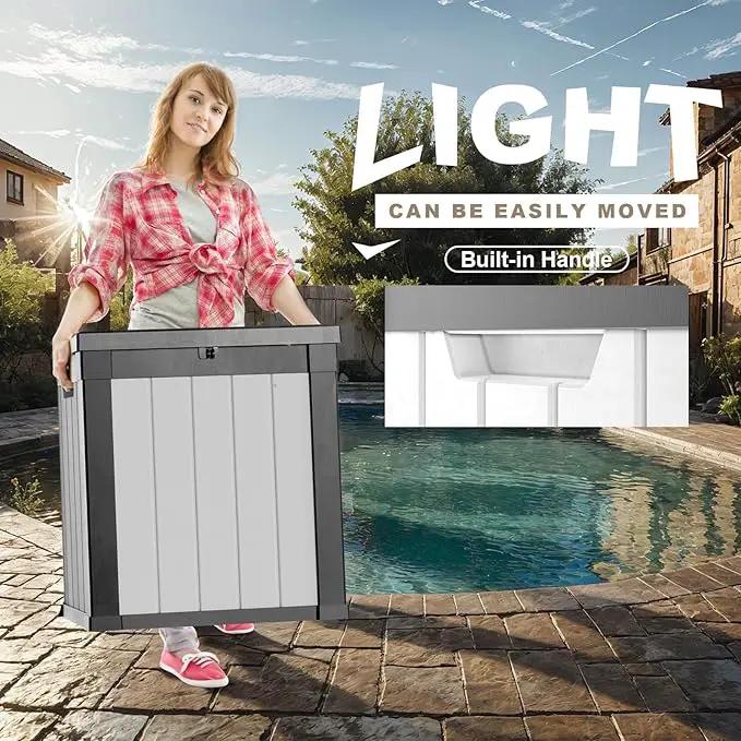 50 Gallon Outdoor Deck Box,Storage Lockable Waterproof Patio Furniture,Garden Tools,Cushions,Pool Accessories Outside Storage Resin Box(SM Black&White) by GreenHaven Gardens
