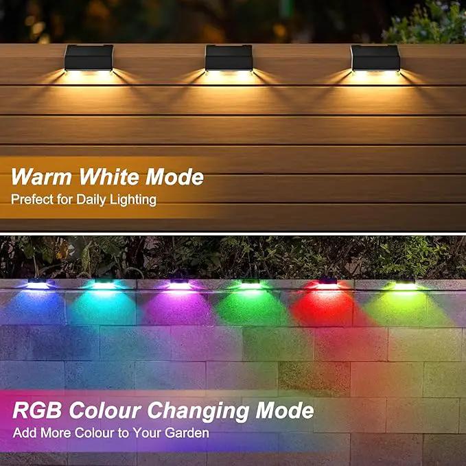 Ellasay Solar Fence Lights Outdoor: IP65 Waterproof RGB Solar Powered with 8 Lighting Modes - Wall Decor for Garden Deck Patio Backyard Balcony 6 Pack by GreenHaven Gardens