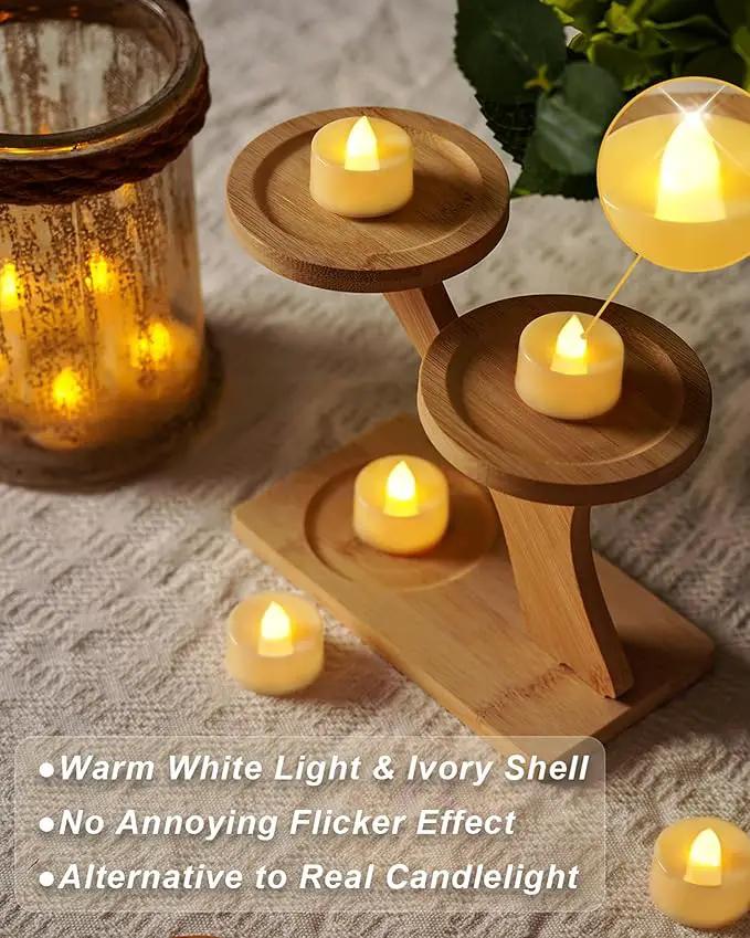 BEICHI Flameless Candles, 24Pack Battery Operated Candles, LED Tea Lights Candles Battery Operated, Flickering Fake Candles for Wedding Party Home Decor- Warm White, Ivory Base by GreenHaven Gardens