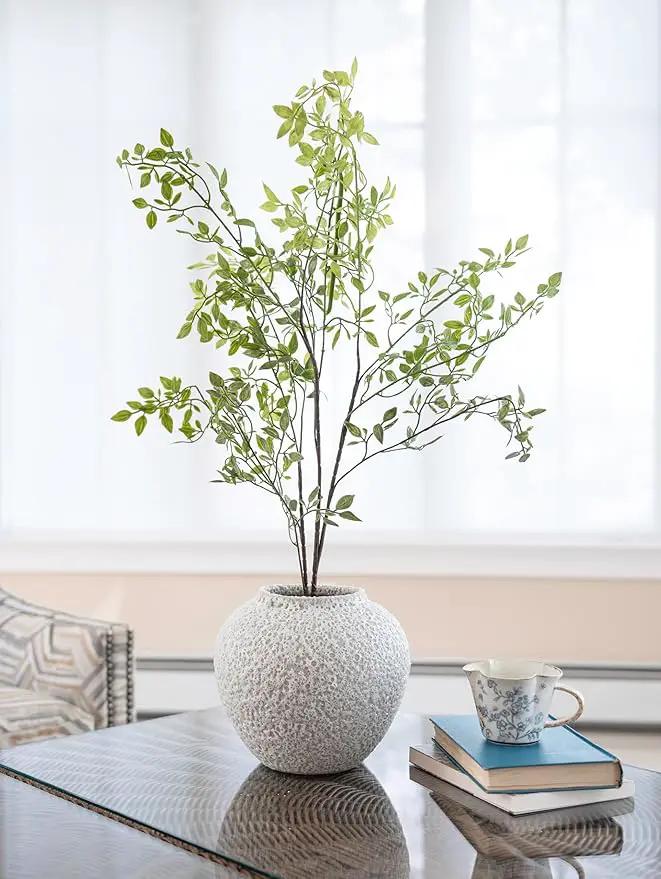 White Ceramic Vase Flower Vase, Big Textured Round Vase for Centerpieces, Kitchen, Living Room, Bedroom Decor Gifts by GreenHaven Gardens