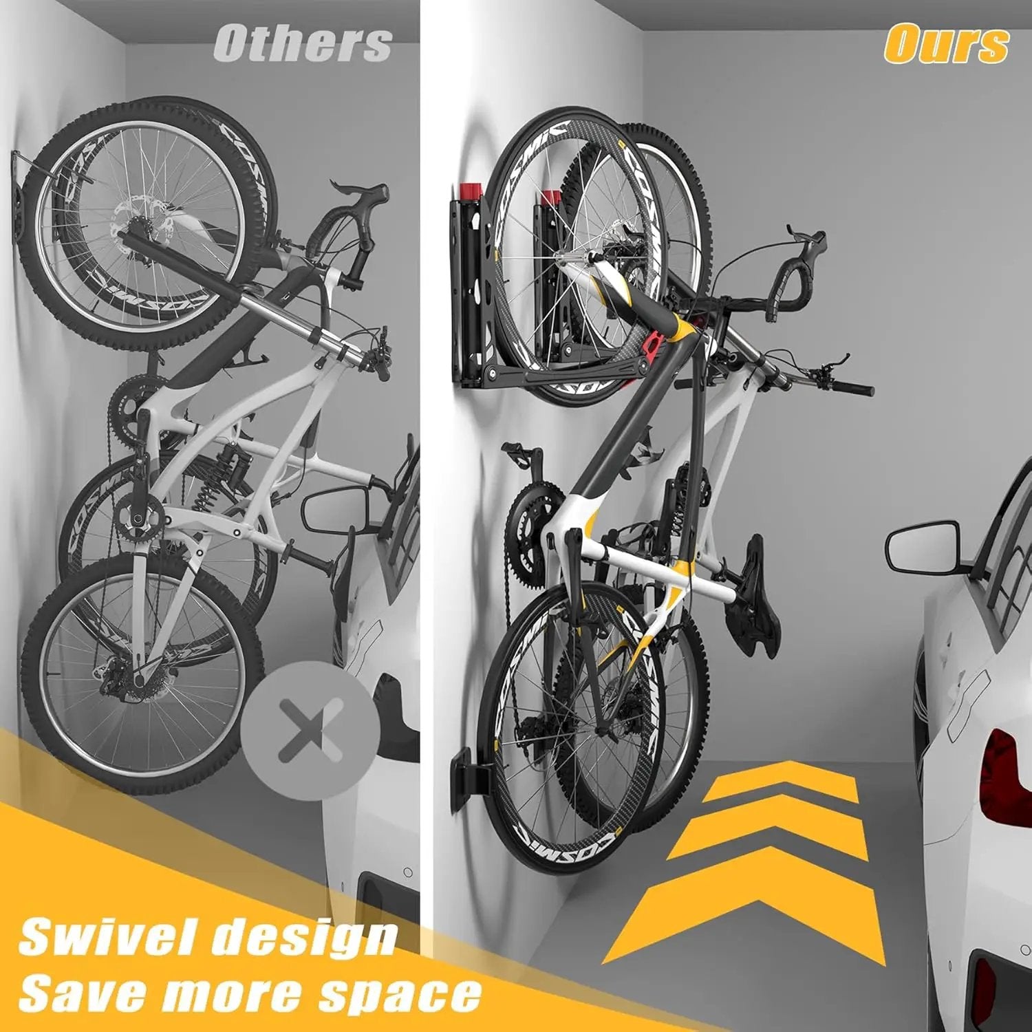 TORACK BIKEPAL No Lift Swivel Bike Rack, Space Saving Vertical Wall Mount Bike Holder for Garage Storage (1 Pack) by GreenHaven Gardens