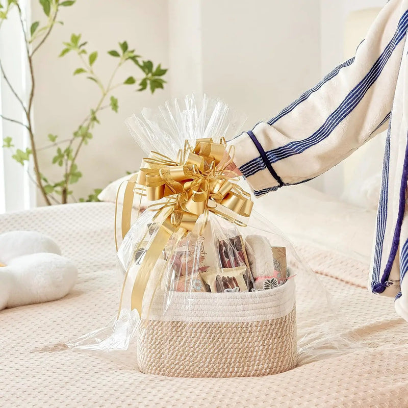 Small Cotton Rope Basket – Storage Bin for Organizing (10.6" x 6.7" x 6.7"), Bathroom Storage Basket for Shelf, Counter & Closet（Camel & Mixed Black） by GreenHaven Gardens
