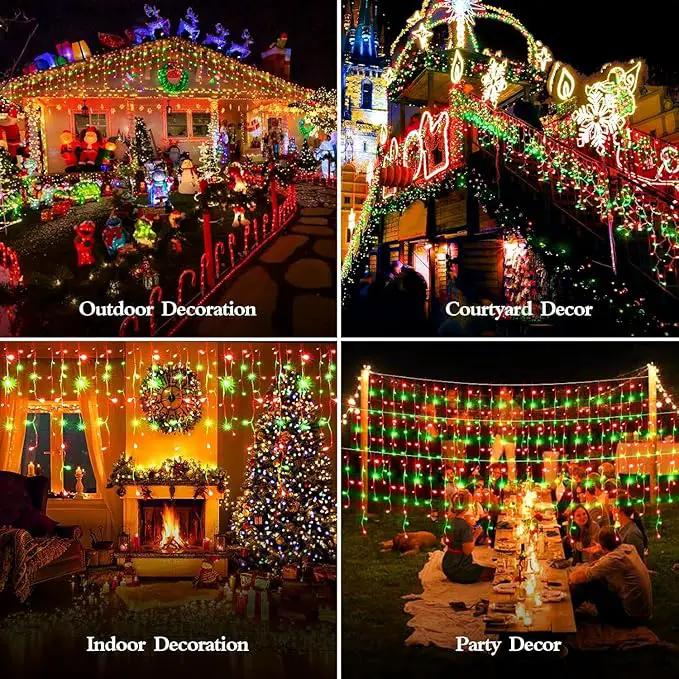 960 LED 98FT Christmas Lights Plug in 8 Modes with Timer Dimmable Christmas Decorations Outdoor Waterproof Indoor Curtain String Lights for Roof Garden Holiday Wedding Party Decor Red + Green by GreenHaven Gardens