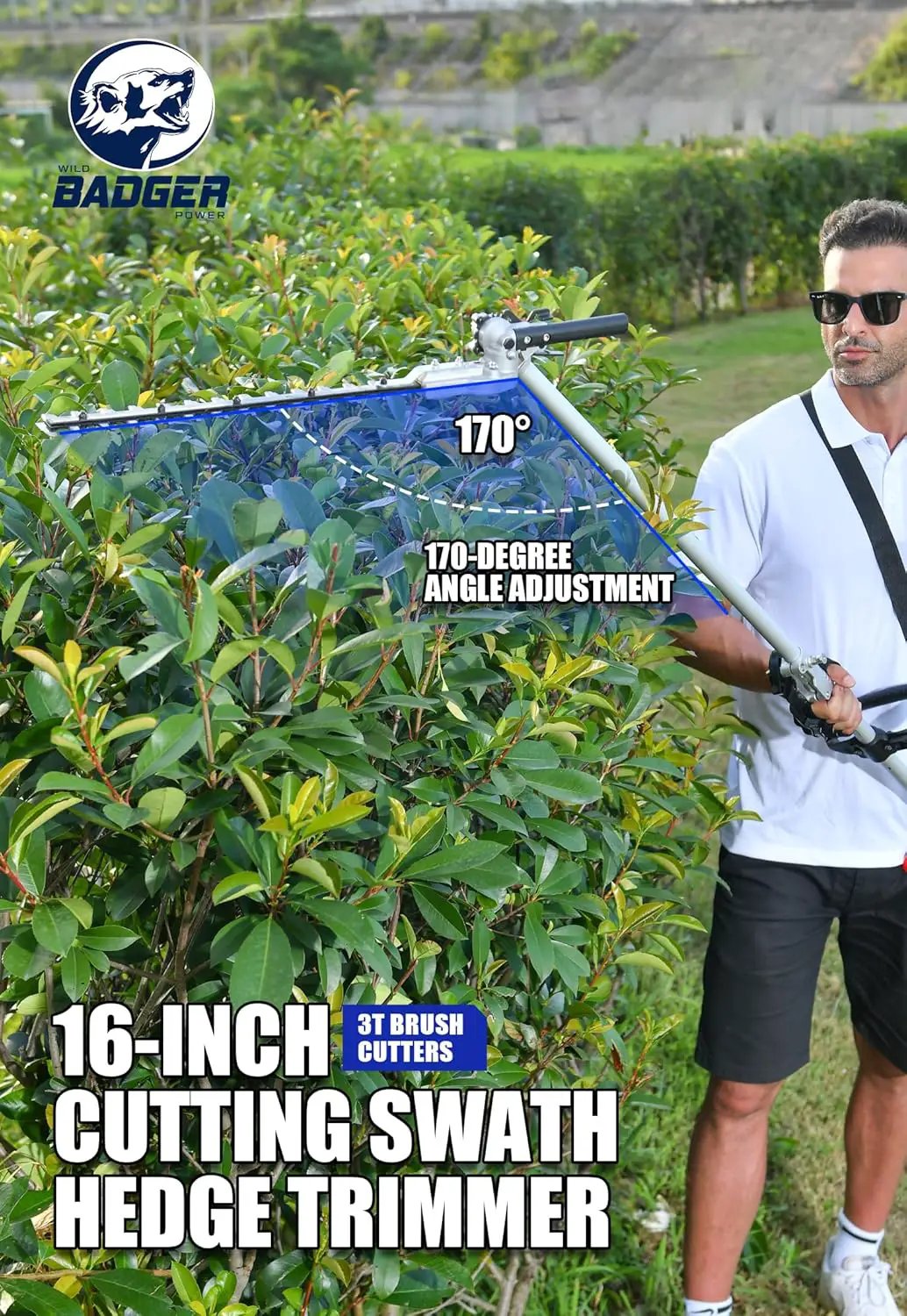 WILD BADGER POWER 40V Cordless Weed Wacker, String Trimmer/Edger, Pole Saw, Hedge Trimmer and Brush Cutter Blade, Attachment Capable 4-in-1 Multi-Tool Kit with 2 * 20V 4Ah Battery and 1*Charger by GreenHaven Gardens