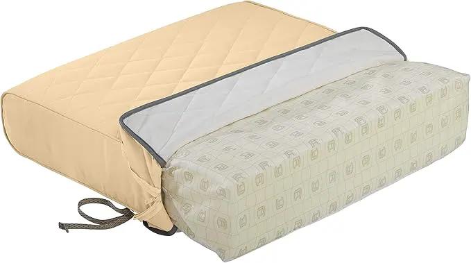 Classic Accessories Montlake FadeSafe Water-Resistant 21 x 20 x 4 Inch Wide Back Patio Quilted Lounge Cushion, Chamomile by GreenHaven Gardens