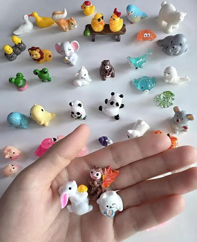 Mini Resin Animals Figures Set 100 Pieces for Miniature Garden Decor - Slime Charm for Craft - Tiny Resin Animal by GreenHaven Gardens