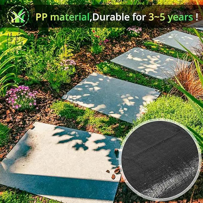 4ft×300ft Garden Weed Barrier Fabric, 3.2oz Premium Weed Blocker with 60 U-Shaped Securing Pegs, Weed Preventer for Gravel, Driveway, Gardening, Farming, Underlayment, Landscape by GreenHaven Gardens