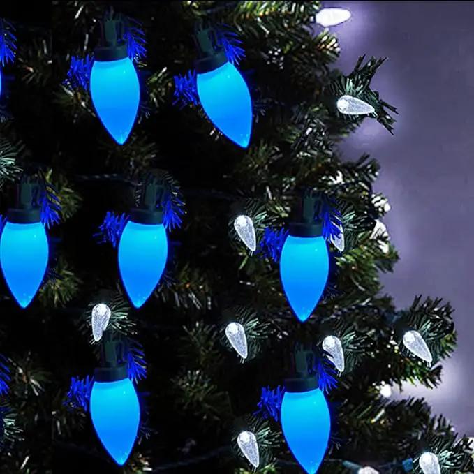 C9 Christmas Lights Outdoor 50 LED Blue Strawberry 34.5ft Waterproof Xmas String Light for Garden Yard Home Party Holiday Christmas Tree Indoor Decoration(Blue) by GreenHaven Gardens