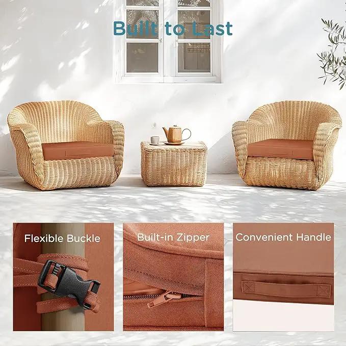 Codi Outdoor Seat Cushions for Patio Furniture 22x22 Inch, Waterproof Chair Cushion with Handles & Adjustable Straps, Fade Resistant - Set of 2, Spice by GreenHaven Gardens