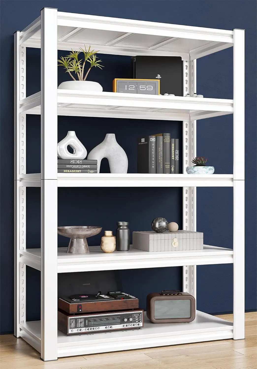 Raybee 72''H Garage Shelving Heavy Duty Storage Shelves Load 2010LBS Adjustable 5 Tier Metal Shelving White Garage Sheves Pantry Shelf for Kitchen Closet 72''H*31.7''W*16.3''D by GreenHaven Gardens
