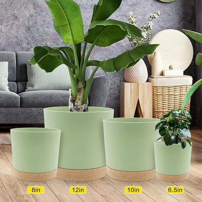 QCQHDU 12 inch Plant Pot, 2 Pack Planters for Indoor Plants with Drainage Holes & Saucer, Outdoor Flower Pots Home Garden Modern Decor by GreenHaven Gardens