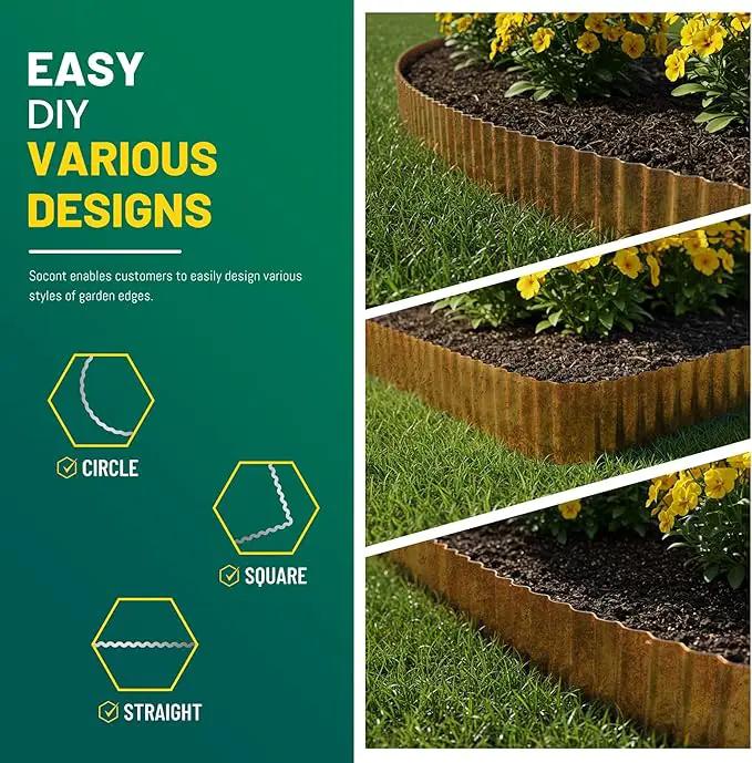 Corrugated Metal Garden Edging, 6"×40Ft Durable Landscape Border for Garden, Lawn, Flower Beds and Paver Edging (Rusty) by GreenHaven Gardens