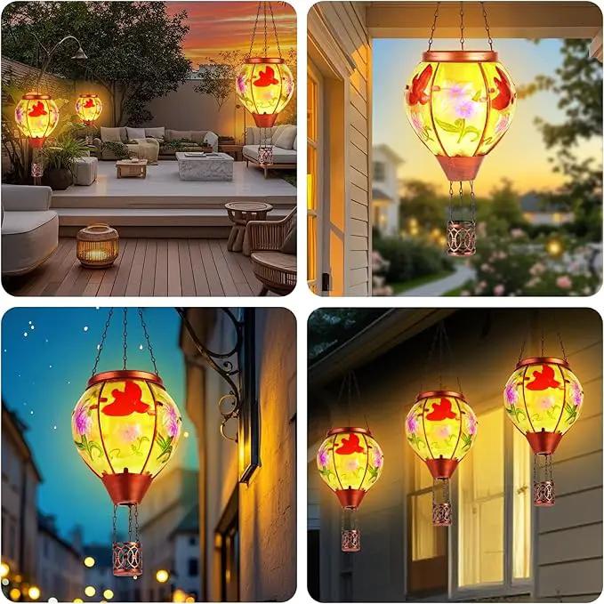 Cardinal Solar Hot Air Balloon Lantern,Outdoor Decor with Flame Lights Waterproof, Hanging for Garden Yard Lawn Patio, Unique Gifts for Women Mom Grandma Gardener for Mother'Day Christmas by GreenHaven Gardens