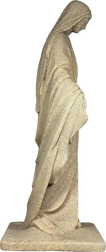 EMSCO Group Virgin Mary Statue - Natural Sandstone Appearance - Made of Resin - Lightweight - 34" Height by GreenHaven Gardens