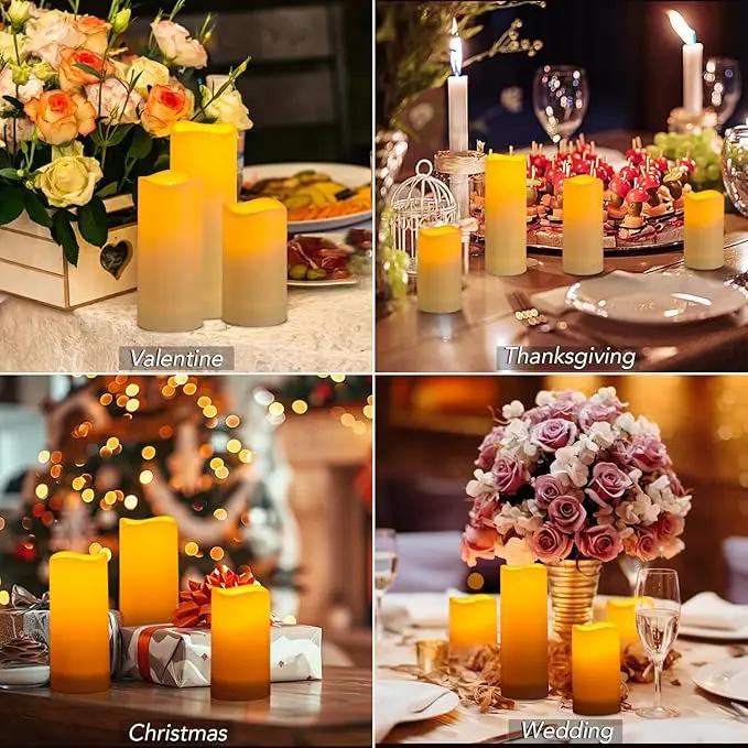 Metaku Flameless Flickering Candles Battery Operated LED Candles Set of 9 Ivory with Remote & Timer for Halloween, Christmas, Bedroom, Home, Wedding, Birthday Decoration D2.2'' x H4''5''6'' by GreenHaven Gardens
