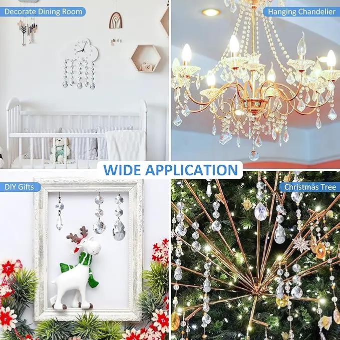 44 Pack Chandelier Crystal Prism Replacement, 38mm Hanging Clear Crystal Glass Bead Prisms 20mm Chandelier Crystals Modern for Foyer Wedding Lamp Windows Christmas Tree Decoration by GreenHaven Gardens