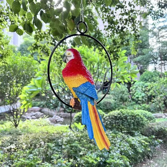 Lifelike Parrot Garden Statues Hanging Decor Ornaments Figurines Sculpture for Patio Lawn Yard, Blue Tail (Blue Tail) by GreenHaven Gardens