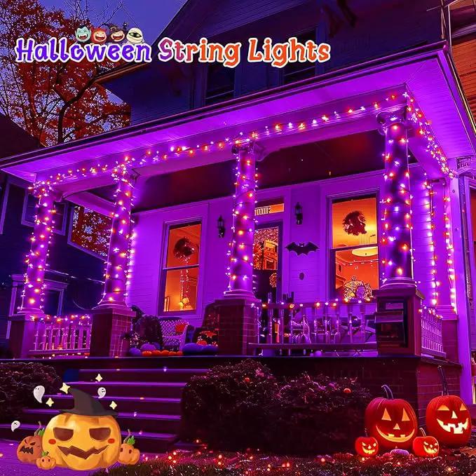 2 Pack Orange and Purple Halloween Lights, Total 151ft 400 LED Halloween Solar Lights Outdoor,8 Modes Solar String Lights Outdoor Waterproof by GreenHaven Gardens