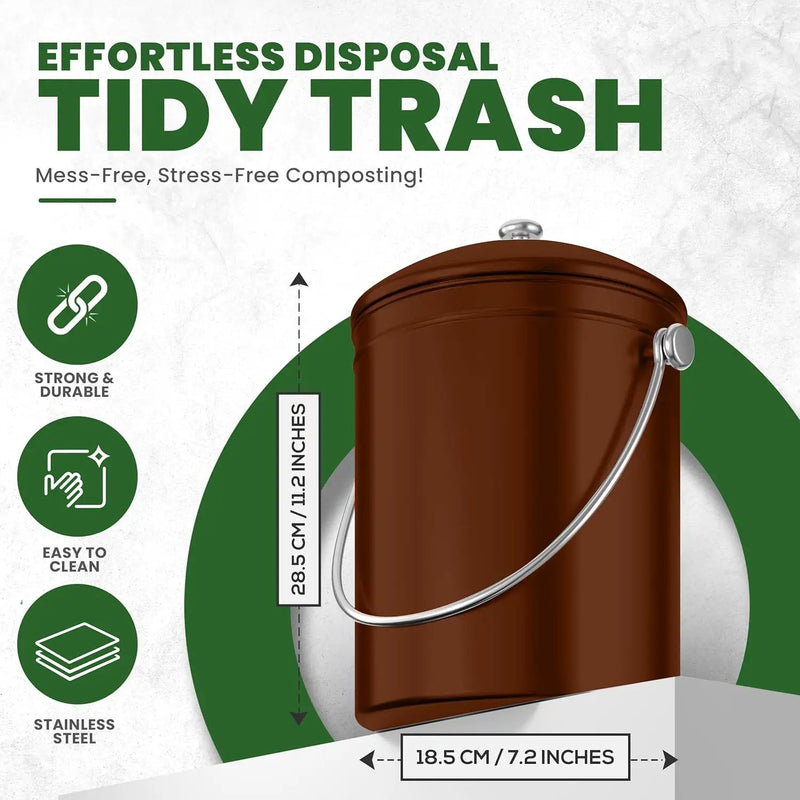 Utopia Kitchen Compost Bin for Kitchen Countertop, 1.3 Gallon Compost Bin for Kitchen with Lid, Includes 1 Spare Charcoal Filter (Copper) by GreenHaven Gardens